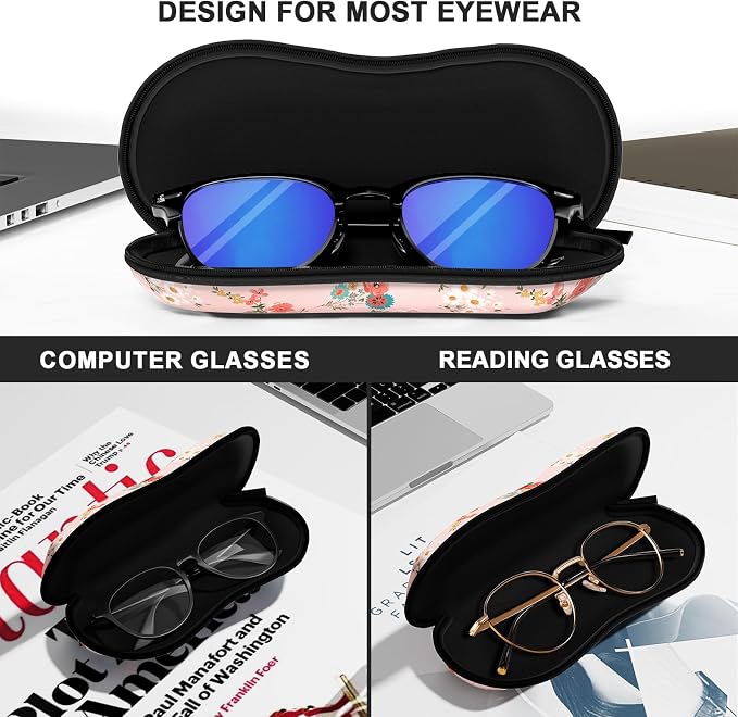 Sunglasses Soft Case, Ultra Light Portable Neoprene Zipper Glasses Case for Men Women