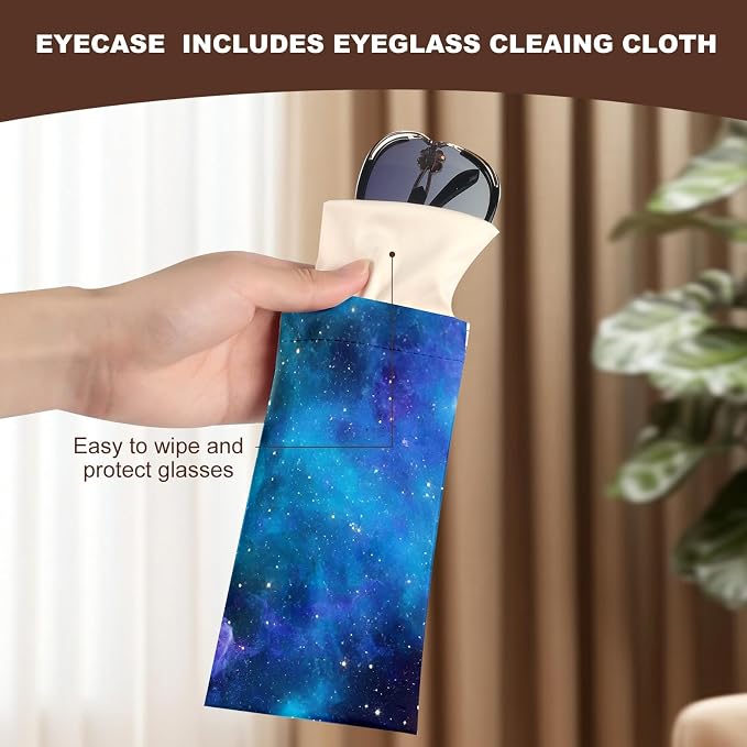 Anikathy 2Pcs Sunglass Eyeglass Glasses Case Soft PU Leather with Cleaning Cloth Cute Glasses Pouch Bag for Men Women Girs