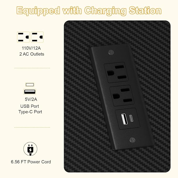 Snughome Computer Tower Stand with Charge Station, 25.0"-32.1" Height Ajustable PC Tower Stand for Floor, Mobile CPU Holder Cart for Carpet with Hooks, PC Cart for Gaming Office Home