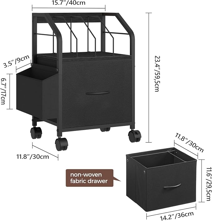 MAHANCRIS Small File Cabinet, Rolling Filing Cabinet for Under Desk | Single Non-Woven Fabric Drawer File Organizer for A4/Letter Size Documents, Under Desk Storage