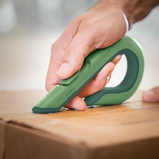 Slice Box Cutter, Heavy Duty Utility Knife, Safe Ceramic Blade Lasting 11x Longer than Metal, Sage, Combo Pack