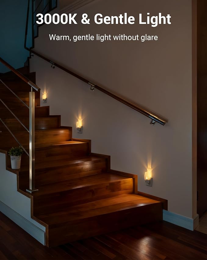 DEWENWILS Plug in Night Light with Switch, Manual ON Off LED Nightlight for Kids, Nursery, Bedroom, Bathroom, Hallway, Stairways, Corridor, Garage, Warm White, 4 Pack