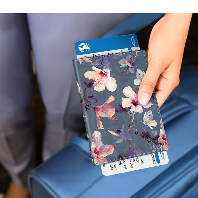 FINTIE Passport Holder, Slim Travel Wallet RFID Blocking Card Case Cover | Passport Cover Protector Essentials with Credit Card Slots, For Women/Men