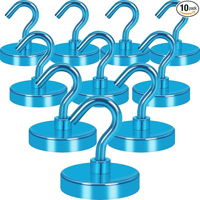 Neosmuk Magnetic Hooks, Heavy Duty 130lb+ Strong Magnet Hook for Cruise Cabins, Cruise Essentials 2026 for Hanging, Metal Wall Refrigerator Hangers (RoyalBlue, 10 Pack)