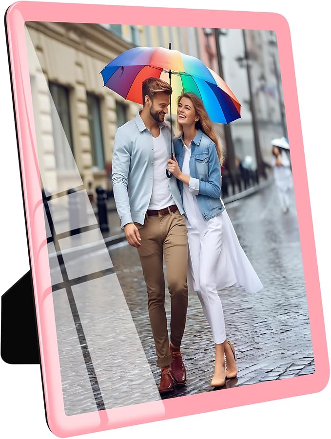 Bluesun Pink 8×10 Picture Frame, Vertical & Horizontal Wall & Tabletop | 8×10 Photo Frame Pink with Tempered Glass & Rounded Corners,Perfect for Girlfriends Sister Mom Women Home & Office