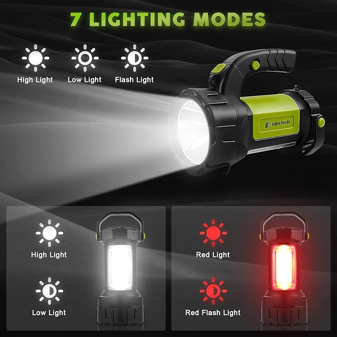 AlpsWolf Camping Lantern Rechargeable, 2 Pack Same LED Flashlight Spotlight Lantern with 800LM, 3600 mAh, Portable Bright Camping Light for Emergency Hurricane, Outdoor Hiking Power Outages