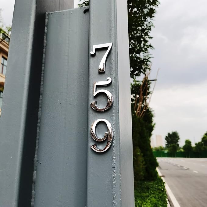 Chrome Mailbox Numbers, Self Adhesive Door Address Sign Number Stickers for Aprtment Office Home Room, Siver Shiny, Suit for Outside or Indoor, 2-3/4 Inch Hight. (Silver, 2.75" - Set of 20)