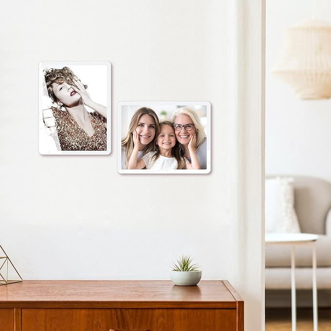 Bluesun 6×8 Picture Frame White, Vertical & Horizontal Wall & Tabletop | 6×8 White Photo Frame with Tempered Glass & Rounded Corners, Hanging for Home Living Room Bedroom Hallway Office