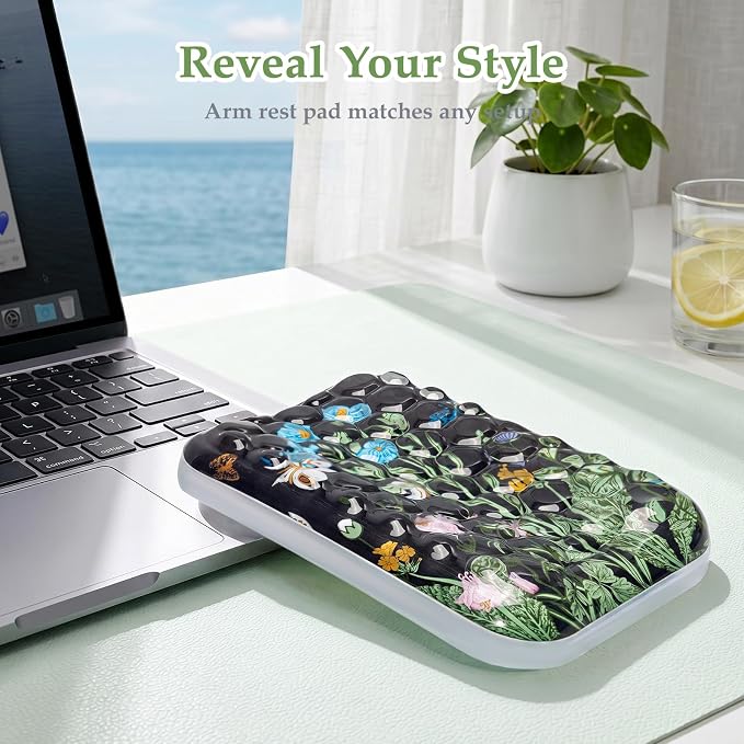 Ospelelf Desk Elbow Rest Pad, Gel Arm Rest for Keyboard and Mouse, Bushes | Ergonomic Wrist Support for Computer Typing Pain Relief, Cool-touch, Heat Resistant, Office Home Driving Gaming Use