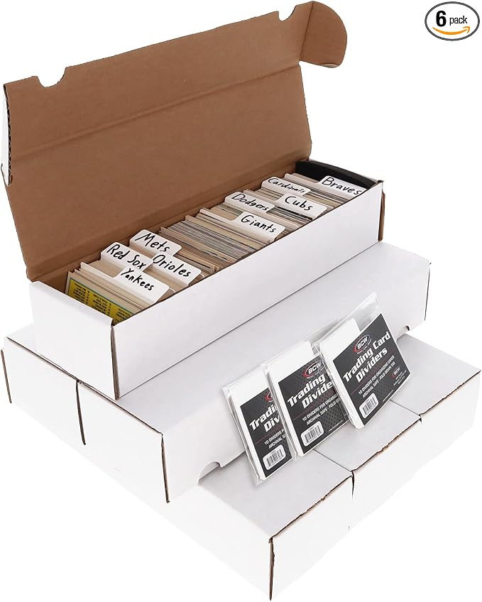 BCW 800ct Trading Card Storage Box & Horizontal Card Dividers – 6 Boxes & 30 Dividers | Sports Card, TCG & CCG Organizer | Trading Card Storage Solution