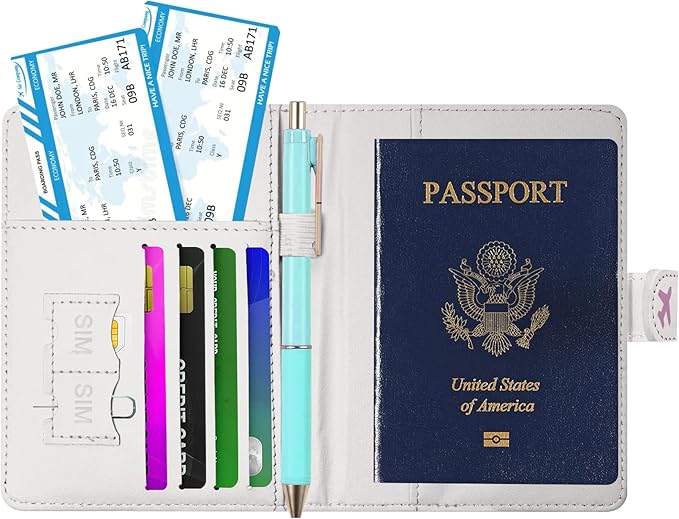 Passport Holder, Cute Travel Wallet Cover with RFID Blocking,flower | PU leather travel wallet with magnetic closure, card slots, pen loop, and easy access for passports and essentials.
