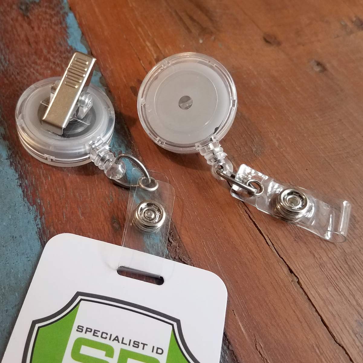 Bulk 25 Pack - Premium Clear (Translucent) Retractable Badge Reels with Alligator Swivel Clip on Back by Specialist ID (Translucent Clear)