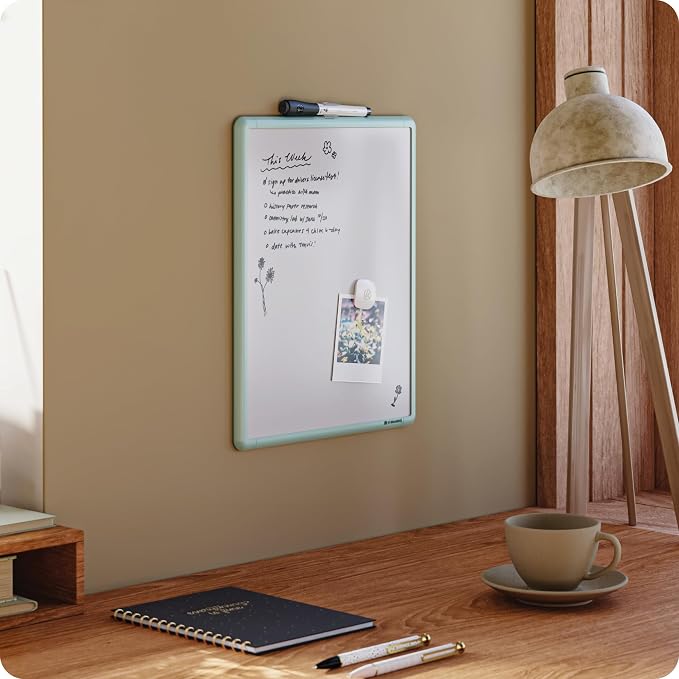U Brands Dry Erase Whiteboard, 11" x 14", Small Whiteboard, Green Frame