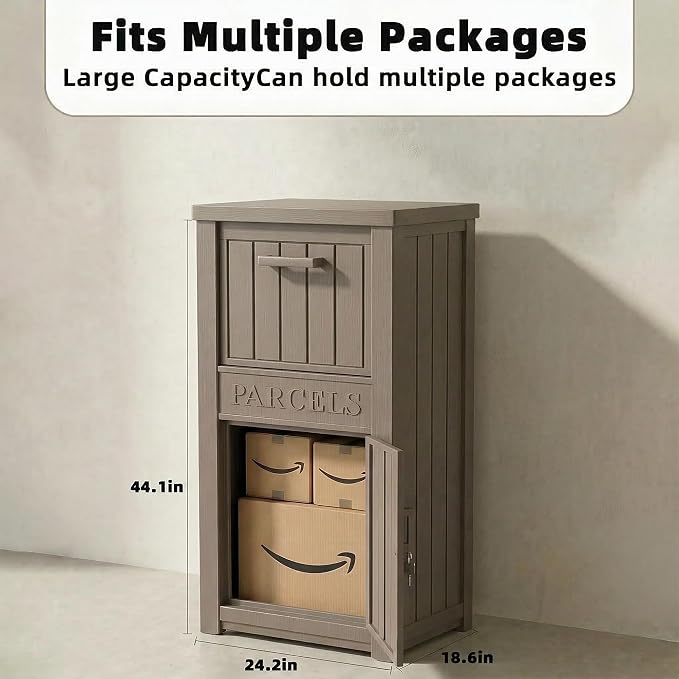 EFU Package Delivery Boxes for Outside, Lockable Anti-Theft Waterproof Delivery Boxes for Outside, Secure Parcel Drop Boxes for Porch & Curbside & House, Outdoor Package Box for Deliveries (Gray)