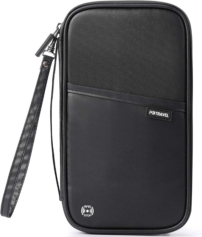VanFn RFID Travel Passport Wallet, Family Passport Holder, Trip Document Organizer P.Travel Series (Nylon - Black)