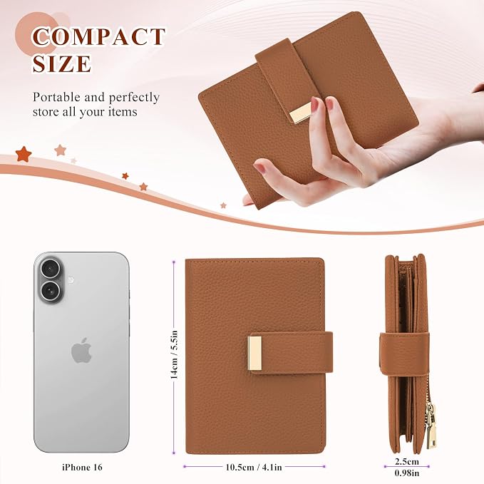 BKNOOU Passport Wallet with Airtag Slot- Leather Travel Passport Holder for Women & Men, Slim RFID Blocking Travel Passport Holder Holds Cards & Tickets & Cash (Brown)