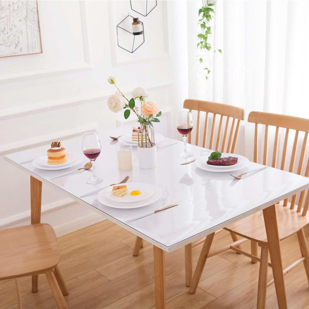 30 x 48 Inch Clear Table Cover Protector, Clear Table Protector for Dining Room Table, 1.5mm Plastic Table Cover, Waterproof Table Pad for Kitchen, Office