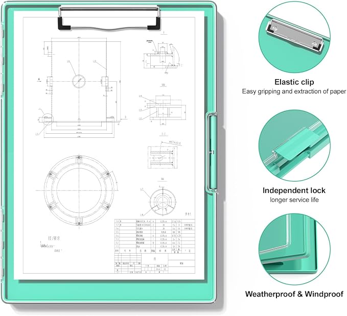 Hongri Clipboard with Storage, Green 8.5 x 11 Clip Board, Dual Compartmen | Folder Nursing Side Opening, Heavy Duty Organization Box, Smooth Writing for Teachers, Classroom, Size 13.3 x 9.4 x 1.5 in