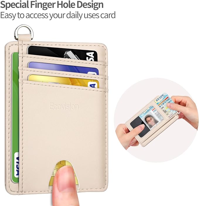 Slim Minimalist Front Pocket Wallet, RFID Blocking Credit Card Holder Wallet with Detachable D-Shackle for Men Women