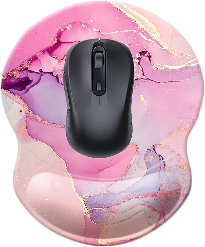 Mouse Pad with Wrist Support, Non Slip Mousepad Wrist Rest for Office, Computer, Laptop & Mac-Comfortable & Lightweight Ergonomic Support Mouse Mat(Pretty Marble-B)