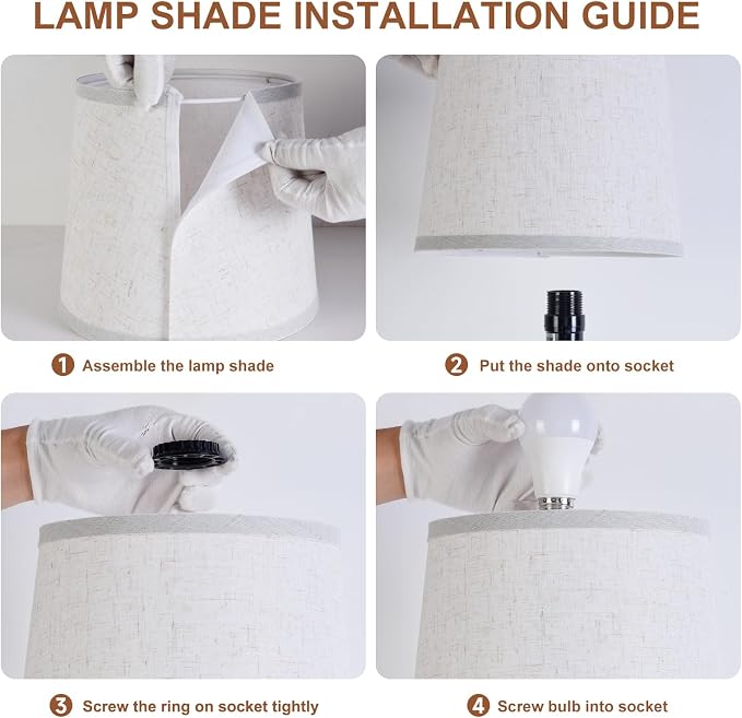 Lamps Set of 2 Modern Farmhouse Table Lamp Bedside Reading Lamps Living Room End Tables Set Lamps for Night Stands Bedroom Night Lamp,High 26.25 Inch,Brown,With Fabric Lamp Shade,Bulb Not Included