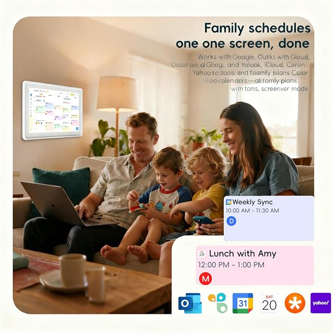 15.6 Inch Digital Family Calendar, All-in-One Smart Organizer with Photo Frame, Wall-Mountable, Task Management, Schedule Planner, Pink