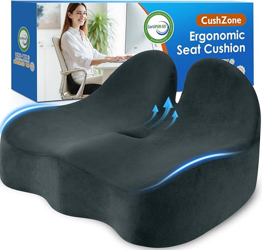 Seat Cushion, Memory Foam Office Chair Seat Cushion for Office Chairs/Car/Long Trip/Desk Chair/Gaming, Large Size for Sciatica & Hip & Tailbone Pain Relief, Sciatica Support (Deep Green)