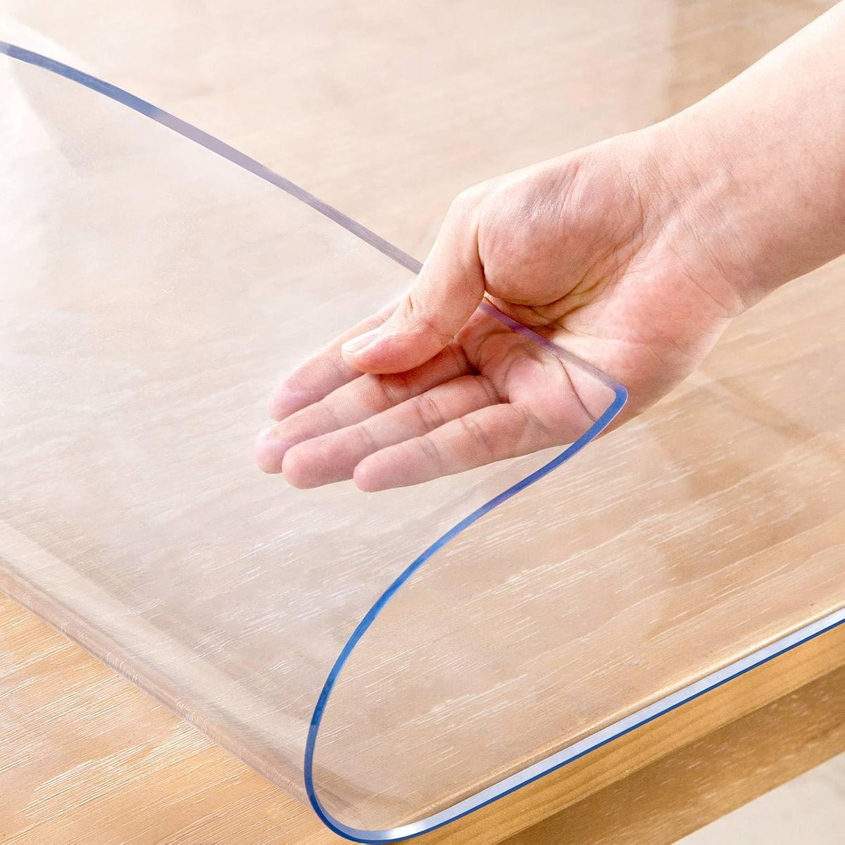 35 x 63 Inch Clear Table Cover Protector, 2mm Thick Clear Table Protector for Dining Room Table, Plastic Table Cover, Waterproof Table Pad for Kitchen, Office