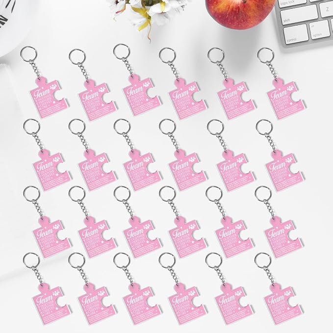 Team Appreciation Gifts Bulk Thank You Keychains for Coworkers | Gift Set for Employee, Staff, Teachers, Teamwork Puzzle Piece Keyring, Acrylic