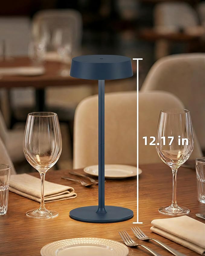 EZVALO Cordless Lamp, Rechargeable Table Lamp, Battery Operated | Portable Outdoor Waterproof, 3 Color Temps RGB, Dimmable Touch Control, LED Memory Function, Restaurant Dining Patio Blue2Pcs