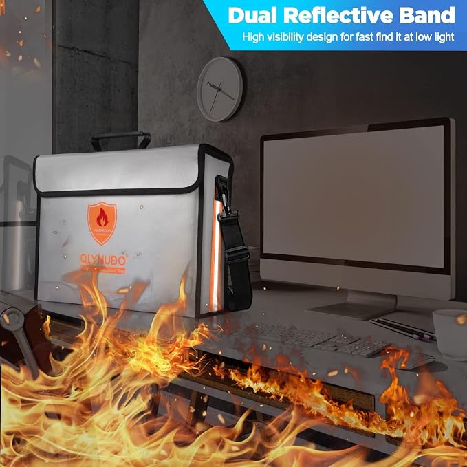 Fireproof Document Organizer, Safe Box for Legal Size Files & Laptops | Fits 3-Ring Binders | TSA Lock | Rigid Bottom | 2550°F Flammability Certified | Notary Safe