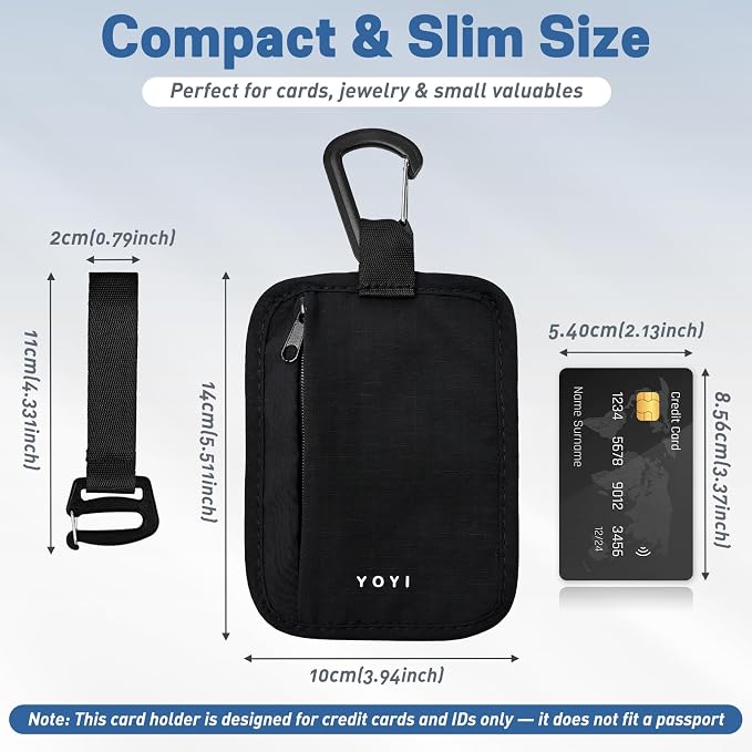 YOYI YOYI RFID Blocking Hidden Stash Clip, Travel Wallet Water-Repellent | Water-repellent fabric, RFID blocking liner, multiple carry options — hidden stash clip secures cards and cash on the go