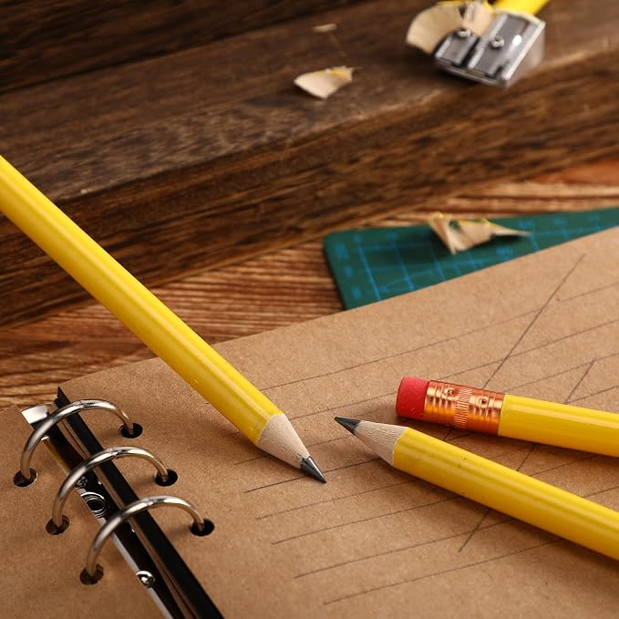 Fainne 96 Pcs Jumbo Pencil with Black Core Cedar Wooden Pencil with Eraser for Carpenters Students Teachers School Construction Woodworkers Beginners Office Workers(Yellow,Classic)