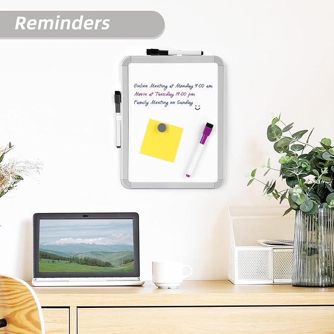 VUSIGN Small Dry Erase Whiteboard, 8.5 x 11 Inches White Board for Kids, Students, Fridge, Locker, Mini Dry Erase Board | Includes 4 Dry Erase Markers,Small Mini White Board for Students Fridge Wall Locker