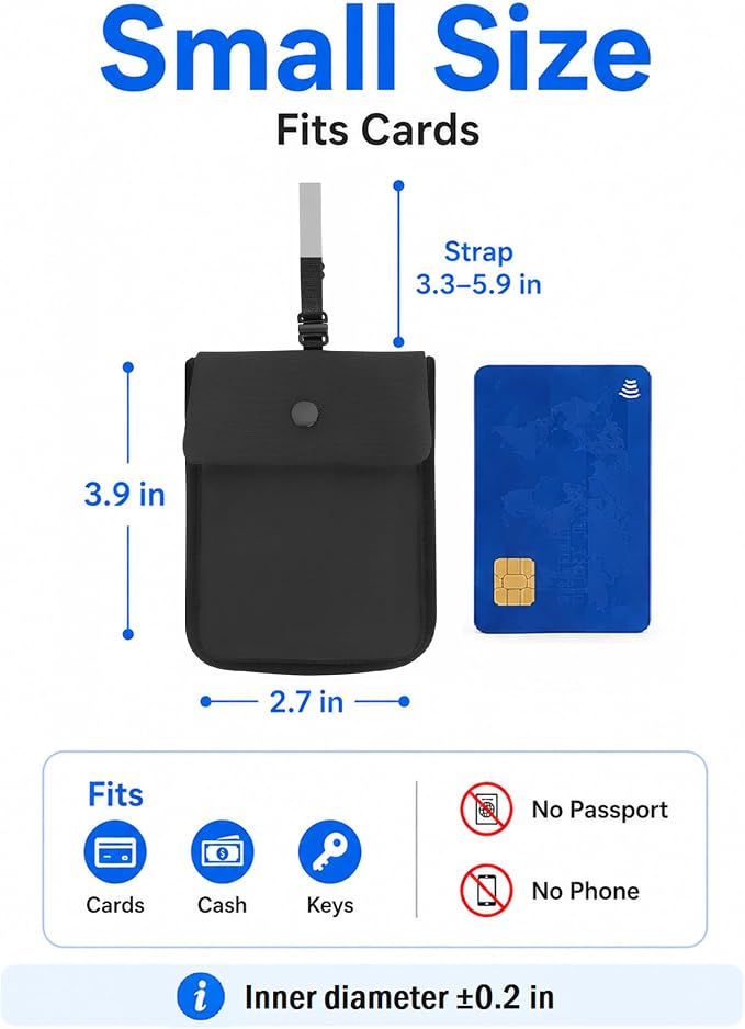 RFID-Blocking Travel Bra Wallet, Hidden Money Pouch with Elastic Strap | Ideal Secret to Pocket Protect Your Credit Cards, Cash and Valuables Under-Clothes, Black, Bamneat