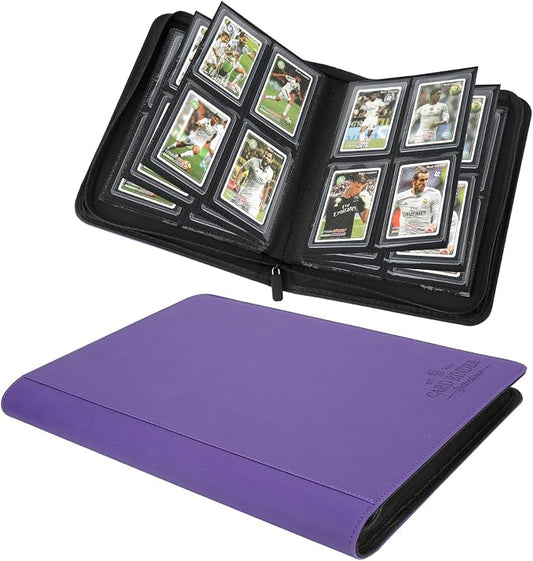 Toploader Binder,Toploader Hard Cases, 4-Pocket Pages Sleeves Hold up 128 Cards.Toploader Card Binder with Sleeves for “3×4” rigid，Card Holder(purple)
