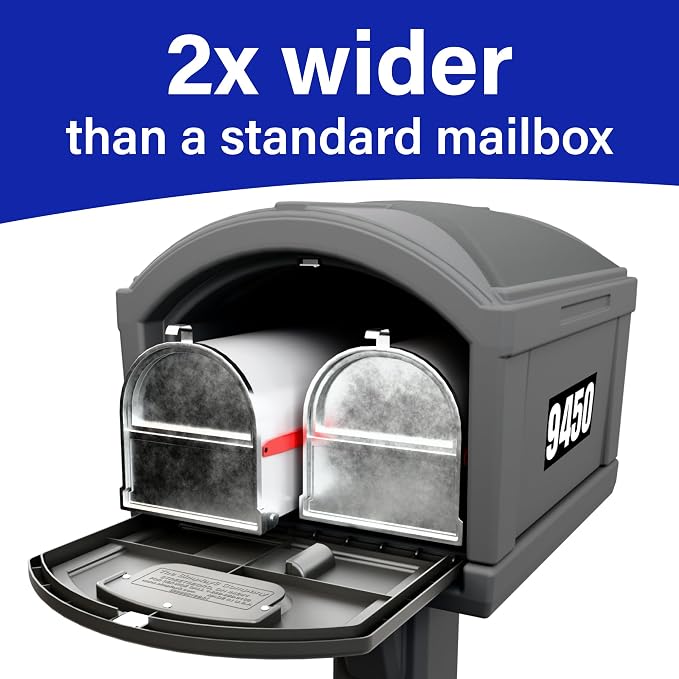 Simplay3 USPS T4 Extra Large Capacity XL Dig-Free Mailbox with Durable Double-Wall Construction, Weather-Resistant Design, and Easy No-Dig Installation, Steel Gray, Made in the USA