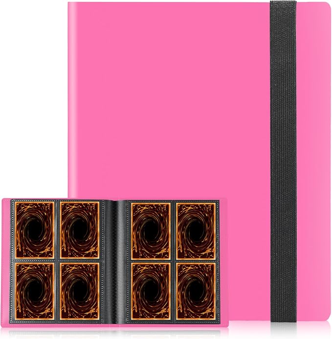 Card Binder, Upgraded 4 Pockets Trading Card Binder for Cards, Mini Collection Card Album, 160 Pockets Mini Card Book Holder - Rose red