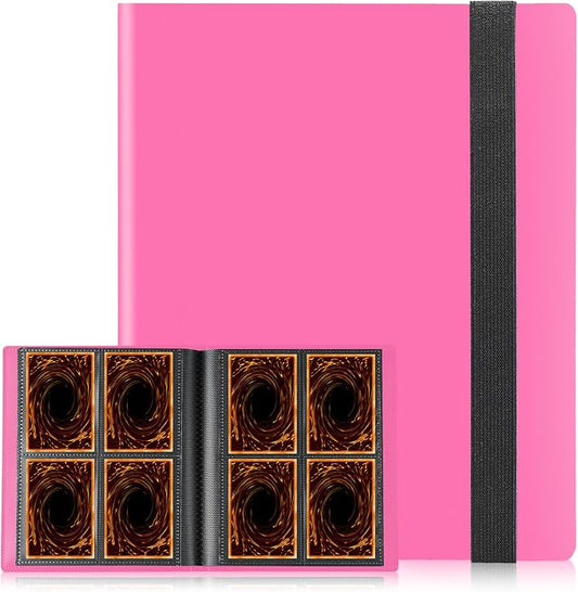 Card Binder, Upgraded 4 Pockets Trading Card Binder for Cards, Mini Collection Card Album, 160 Pockets Mini Card Book Holder - Rose red