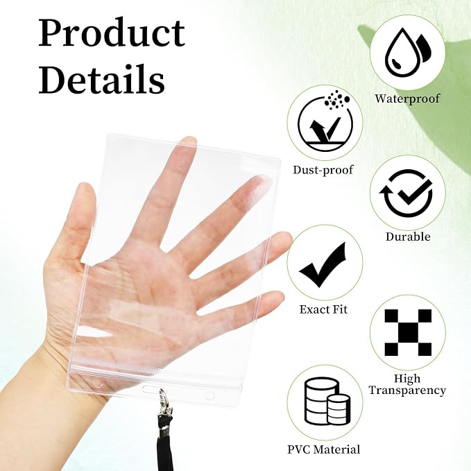 3 Pack 4x6inch Extra Large Passport Holders ID Badge PVC Card Holder with Black Lanyards, Clear Passport Cover Waterproof Lanyard Card Holder Passport Sleeve Protector for Cruise Credit Card Ticket