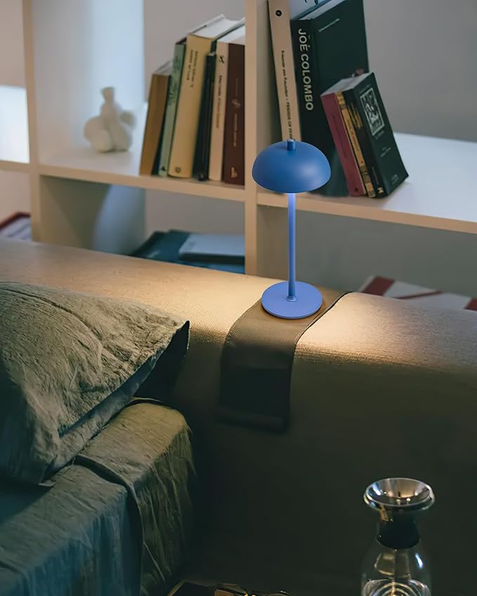 12" Cordless Table Lamps Set of 2, Blue Modern Portable Desk Lamp | LED, 3 Color Dimming, Rechargeable, Battery Operated Lights for Bedroom, Outdoor, Restaurant, Bedside, Night Light, Gifts