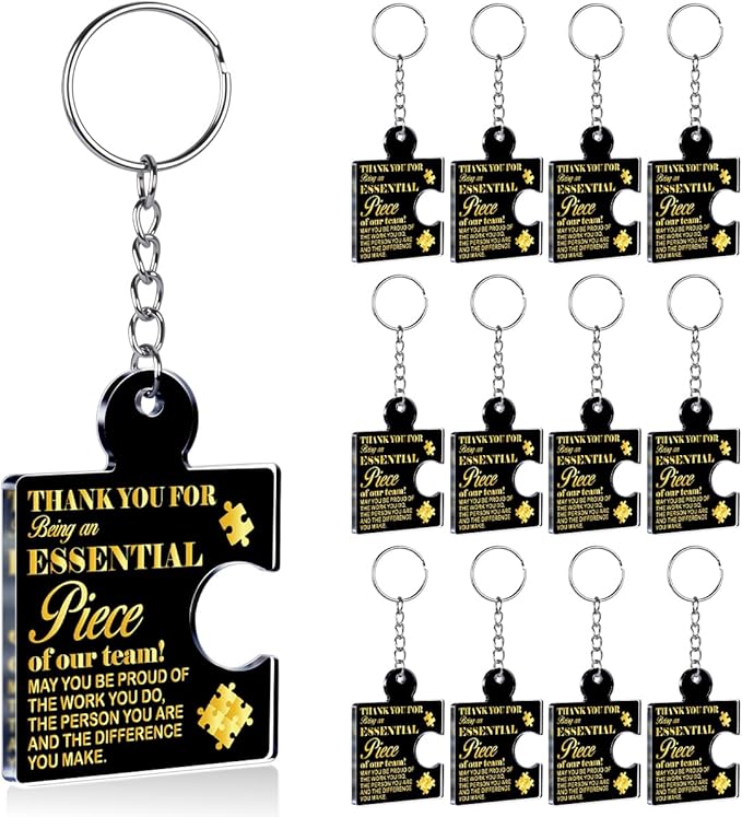 Team Appreciation Gifts Bulk Thank You Keychains for Coworkers | Gift Set for Employee, Staff, Teachers, Teamwork Puzzle Piece Keyring, Acrylic