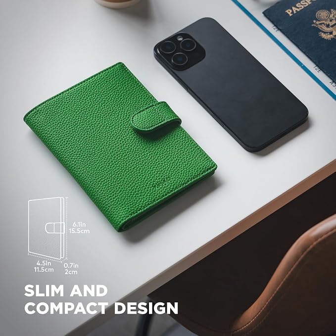 VULKIT Dual Passport Wallet for 2 Passports Airtag Holder RFID Blocking Travel Wallets
