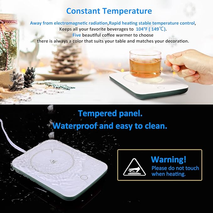 Misby Coffee Warmer, Coffee Cup Warmer with Auto Shut Off, Gravity-Induction Coffee Warmer for Desk Use, Coffee Mug Warmer for Coffee Lovers Gift Keep Beverages Coffee Warmer (Green)