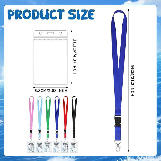 6 Pack Lanyards for Cruise Ship Cards with Waterproof ID Card Badge Holders for Royal Caribbean Cruise Essentials 2026（6 Color）