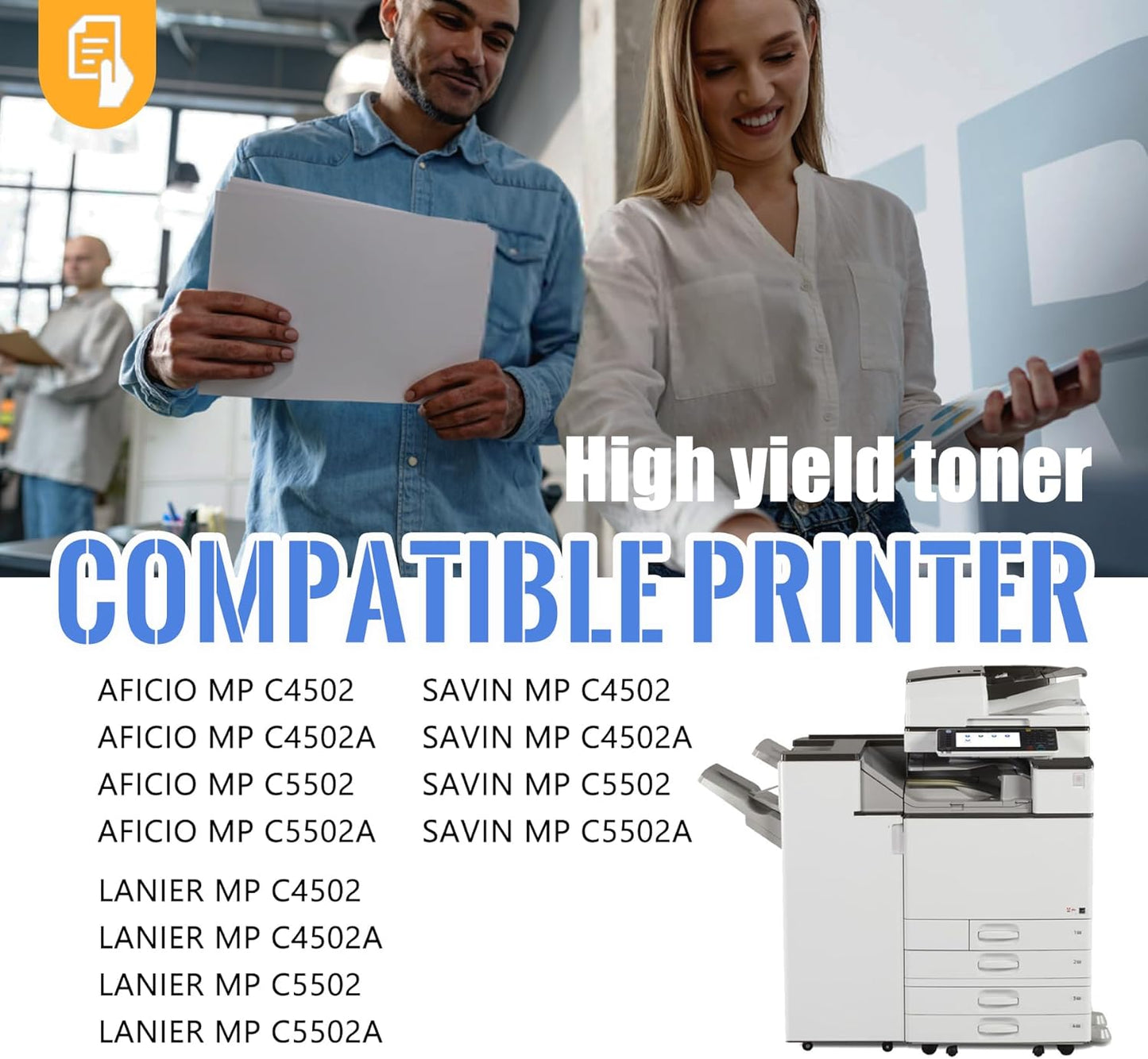 1 Pack MP C5502 Cyan Toner Cartridge | Replacement for Ricoh MP C5502 Work with Aficio MP C4502 C4502A C5502 C5502A LANIER MP C4502 C4502A C5502 C5502A SAVIN MP C4502 C4502A C5502 C5502A | 841754