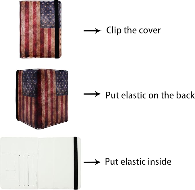Passport Holder for Women and Men PU Leather Passport Cover for Travel (American Flag)