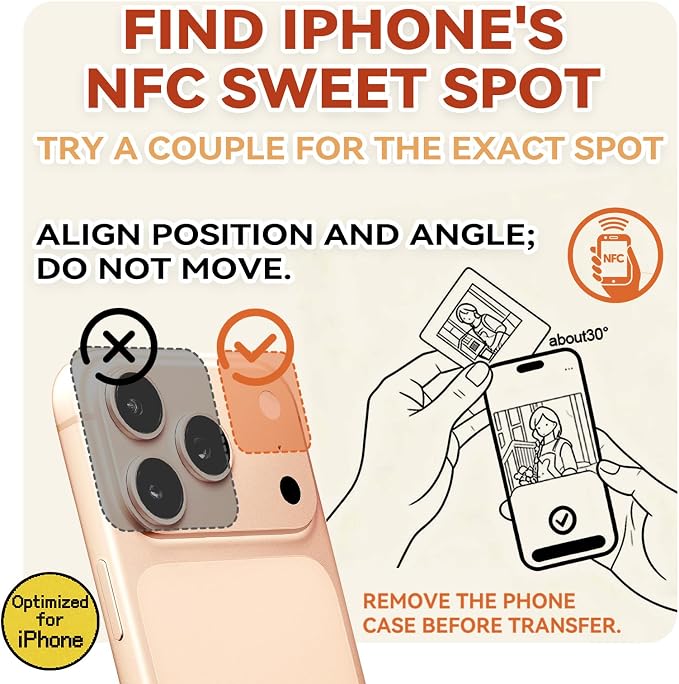 E-Paper Fridge Magnet Classic Plus, E-Ink Battery-Free Instant Photo Style Display, Wireless NFC Picture Frame, Phone-Controlled Acrylic Memo Board for Party/Travel/Home & Gifts, Compatible iPhone 13 and Newer (Red)