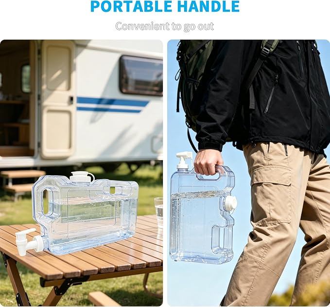 Refrigerator Water Dispenser 1.1 Gallon, Plastic Beverage Dispenser with 2 Spigots,Leak-Proof, Easy-Grip Handle & Easy-Pour Spout, Refillable Container for Fridge, Kitchen, Juice, Daily Use