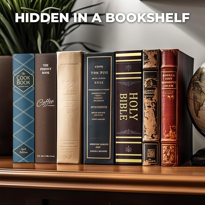 Book Safe with Combination Lock, Hidden Safe (9.5 x 6.2 x 2.2 Inch) with Fireproof Bag, Secret Diversion Safe, Hollow Book Box Hidden Storage, Money Safe Box for Cash (Bible)